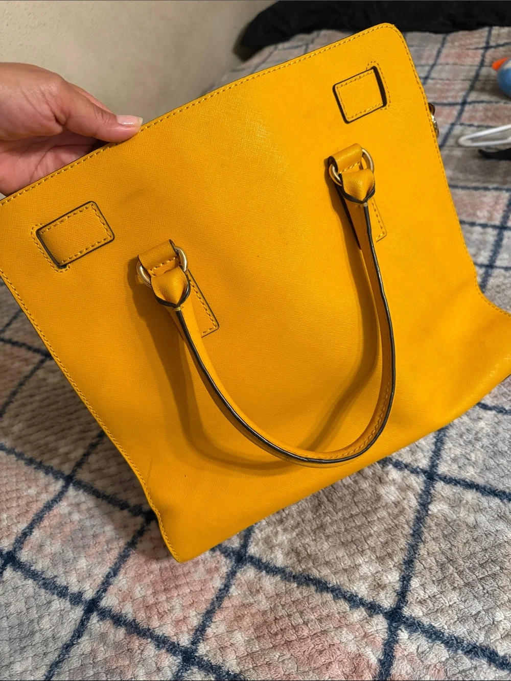 Michael Kors Mustard Yellow Saffiano Satchel with Chain Strap